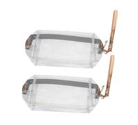 DEARMAMY 2pcs Large Capacity PVC Cosmetic Bag Waterproof Glitter Makeup Pouch Travel Toiletries Organizer for Women and Men Silver