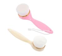 DEARMAMY 2pcs Long Handle Facial Cleaning Brush Exfoliating Face Brush Soft Bristles for Washing Face