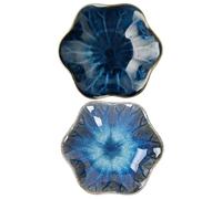 DEARMAMY 2Pcs Lotus Leaf Pattern Sauce Dishes for Condiments and Snacks Oven Microwave Safe Versatile Seasoning Plates for Home and Restaurant Use Gradient Blue and Smoke