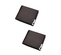 DEARMAMY 2pcs Men's Wallet Short Pu Leather Billfold Pocket and Card Holder Compact Fashionable Purse for Everyday Use Coffee