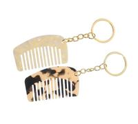 DEARMAMY 2pcs Mini Wide Tooth Hair Detangler Comb Keychains 5.3cm X 3.1cm Acetate Material for Travel and Curly Hair Styling, Pocket Comb Keyring Set for Women Random Color