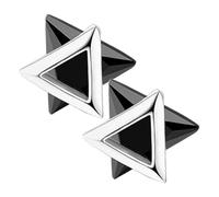 DEARMAMY 2PCS Minimalist Geometric Triangle Stud Earrings for Women S925 Silver Black Six-Angle Cubic Zirconia Chic Earrings