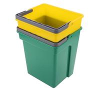 DEARMAMY 2Pcs Multipurpose Plastic Utility Buckets with Handles for Cleaning Trolleys, Commercial Waste Bins in Yellow and Green, Portable Water Buckets for Home, Gardening, and Janitorial