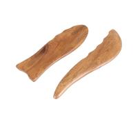 DEARMAMY 2Pcs Natural Wood Gua Sha Boards Set, Sandalwood Finger and Fish-Shaped Scraping Plates for Facial and Body Skin Care, Portable Wooden Scraping Massage Tools for Relaxation and