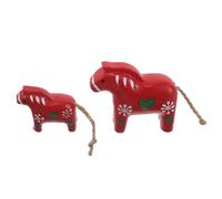 DEARMAMY 2pcs Nordic Handpainted Swedish Wooden Horse Figurines Red Scandinavian Dalecarlian Folk Art Decoration for Home and Christmas Ornament