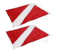 DEARMAMY 2pcs Portable Dive Flags for Snorkeling and Diving, Red Double Stitched Polyester Marine Warning Flags with Cord Ties, Easy to Attach on Float Buoy for Ocean Trips and Outdoor