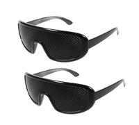DEARMAMY 2pcs Portable Pinhole Glasses with Black Frame Ergonomic Eye Care Eyewear for Strain for Outdoor Activities Travel and Everyday Wear