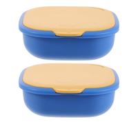 DEARMAMY 2Pcs Portable Retainer Case with Magnetic Closure, Invisible Aligner Storage Box for Dentures and Night Guard, Yellow and Blue Orthodontic Mouth Guard Tray Holder