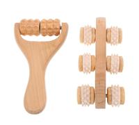 DEARMAMY 2Pcs Portable Wooden Handheld Muscle Massager Roller Stick for Back Leg Neck - Manual Mini Massage Tool for Office Gym Home Use