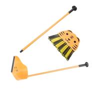 DEARMAMY 2Pcs Pretend Cleaning Playset with Mini Broom and Dustpan Tiger Themed Role Play Kit for Boys and Portable Preschool Housekeeping to Build Clean Habits and Independence