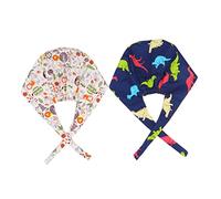 DEARMAMY 2pcs Printed Cotton Nurse Cap Strap Dragon Lion Design Operating Room Doctor Working Hat for Staff