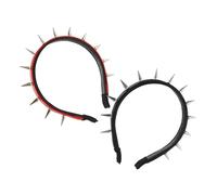DEARMAMY 2pcs Punk Studded Spike Headband for Women Gothic Hair Accessory for Halloween Cosplay and Festival Flexible Styling with Captivating Punk Flair Black and Red Fashion Headpiece