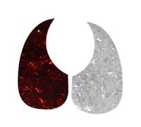 DEARMAMY 2pcs Self Adhesive Guitar Pickguard Decals for 40-41 Inch Acoustic Folk Guitars, Drop and Comma Shaped Scratch Protection Stickers in White and Dark Brown Tortoise