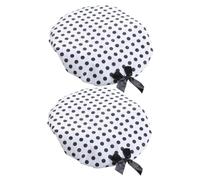 DEARMAMY 2pcs Shower Cap Dot Pattern Pvc Bath Hats for Woman Lady Simple Style to Keep Hair Dry during Shower