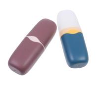 DEARMAMY 2Pcs Simple Toothbrush Cups Set Portable Travel Washing Cups for Toothbrush and Toothpaste Storage Durable and Safe Personal Care Supply Transparent Blue Brown