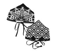 DEARMAMY 2pcs Skull Woven Headscarf Crochet Gothic Bandana for Women Triangle Knit Halloween Style Hair Accessories Head Scarf Spider Web Pattern for Costume Parties