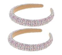 DEARMAMY 2pcs Sparkle Rhinestone Headband for Women Girls Beaded Prom Hair Accessory Embellished Headband