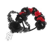 DEARMAMY 2pcs Spooky Halloween Skull Headband and Bone Necklace Set for Women Lightweight Costume Accessories for Vampire Themes Party Essential for Cosplay and Halloween Celebrations