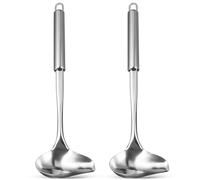 DEARMAMY 2pcs Stainless Steel Sauce Serving Ladle with Pour Spout Long Handle Gravy Spoon for Precise Pouring Kitchen Utensils for Steak Sauce and Soup Easy to Clean and Store