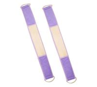 DEARMAMY 2pcs Stretchable Exfoliating Washcloth Towel Body Scrubber with Handle for Spa Massage Bath Violet Korean and Japanese Style Back Shower Scrubber for Men and Women
