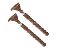DEARMAMY 2pcs Telescopic Back Scratcher Extendable Metal Massager Stick with Ergonomic Wood Handle Portable Itch Relief Tool for Men and Women Travel Use