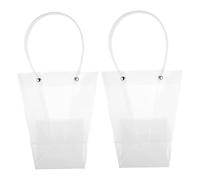 DEARMAMY 2Pcs Transparent present Tote Bag for Flower Bouquet Packing Handheld Floral Wrapping Bags Sturdy Design for Fresh Plants and Dried Flowers for and Storage
