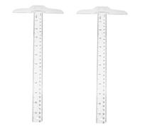 DEARMAMY 2pcs Transparent T-shape Ruler Precision Double-sided Scale for Drafting Layout Measuring Tool Plastic Drawing Supplies for Engineers Architects Students and Artists