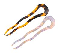 DEARMAMY 2pcs U-shaped French Hair Pins Made from Sturdy Acetate Sheet Designed to Pick up Hair without Snagging Bun Accessories for Women and Teen Girls in Elegant French Style