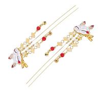 DEARMAMY 2pcs Vintage Alloy Hair Clips Chinese Tassel Design Cute Cartoon Hairpins Elegant Side Clips for Women and Girls for Holidays and Special Occasions