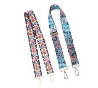 DEARMAMY 2Pcs Vintage Banjo Strap with Retro Floral Pattern, Adjustable Banjo Shoulder Strap with Golden Hooks, Folk Instrument Accessory for Musicians