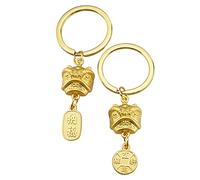 DEARMAMY 2pcs Vintage Lion Keychain Portable Chinese Lion Pendant Key Ring for Car Keys Handbags and Backpacks Durable Metal Craftsmanship Year Decoration and Luck