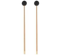 DEARMAMY 2pcs Wood Mallet Hammer Drumsticks with Rubber Heads for Gong and Bells, Finely Polished Khaki Percussion Stick Supporting Stable Rhythm, for Orchestration and Music Education