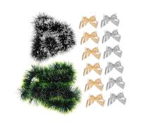 DEARMAMY 2Pcs Xmas Tinsel Garlands with Silver and Gold Bowknots Long Pet Christmas Tree Hanging Decorations for Classroom Home Party Window Fireplace and Stage Festive Decor