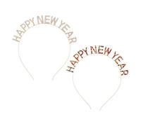DEARMAMY 2Pcs Year Headbands with Shiny Rhinestone Happy Year Characters Party Hair Accessories for Women Gold Festive Headwear Carnival and Cosplay