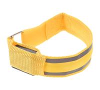 DEARMAMY 2pcs Yellow LED Reflective Arm Bands, Fluorescent Glowing Wristbands for Night Running Safety, Outdoor Sports Signal Lights for Runners and Cyclists