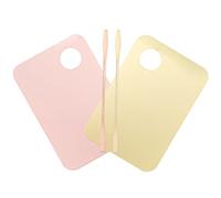 DEARMAMY 2set Portable Makeup Mixing Palette Set with Spatula Acrylic Color Mixing Plates for Foundation Blending Easy Clean Convenient Use for Makeup Artists and Beauty Enthusiasts