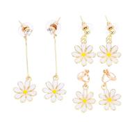 DEARMAMY 3 Pairs Daisy Earrings Daisy Earrings Dangle Clip-on Earrings Daisy Daisy Earrings Daisy Jewelry Bride Earring Drop Earrings Ear Clips Metal (alloy)
