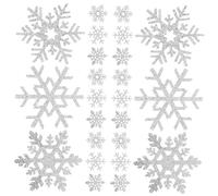 DEARMAMY 30pcs Christmas Sew on Patches Silver Iron Snowflakes for Clothing and Jackets DIY Sewing Patch for Handmade Crafts and Princess Party to Repair Worn-Out Clothes