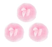 DEARMAMY 3Pc Powder Puff Soft Plush Puff for Talcum and Prickly Heat Powder Creative Bowknot Design for Safe Material Pink Color