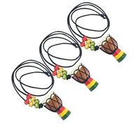 DEARMAMY 3pcs African Necklace Drum Pendant Set Wooden Mini Djembe Handcrafted Music Jewelry Random Color for Music Lovers and Cultural Accessories