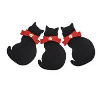 DEARMAMY 3pcs Black Leather Cat Bookmarks Small Cartoon Page Markers Reading Accessories for Travelers and Students