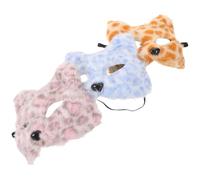 DEARMAMY 3pcs Cat Face Masquerade Masks Set, Furry Animal Costume Props for Halloween Party Dress-Up, Realistic in Light Pink, Blue and Brown for Adult Fancy Dress