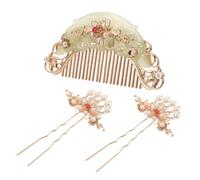 DEARMAMY 3pcs Chinese Retro Hairpins Set Acetate Metal Comb and Hairpin for Hanfu Weddings Traditional Festivals and Elegant Ancient Style Hair Accessories with Secure Hold