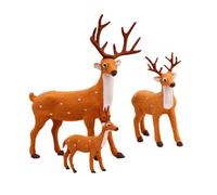 DEARMAMY 3pcs Christmas Deer Decor Plush Set, Realistic Reindeer Models 15cm Small, 25cm Medium, 30cm Large Xmas Ornaments for Desktop Holiday Decoration
