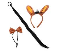 DEARMAMY 3pcs Cosplay Suit Halloween Cosplay Costume Donkey Costume Donkey Tail Accessory Dress up Halloween Animal Party Plastic Brown