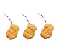 DEARMAMY 3pcs Creative Simulated Fried Chicken Keychain Prank Keychains for Students Adorable Food Key Decor for Bags and Backpacks Easy to Use and Store