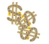 DEARMAMY 3pcs Diamond-encrusted Sign Rings for Rapper Punk Costume Party Hip Hop Movie Prop Accessories