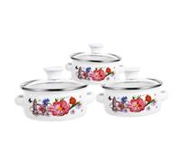 DEARMAMY 3pcs Enameled Pot Enamel Pan with Handle Small on Pans Stockpot Cooking Pot Binaural