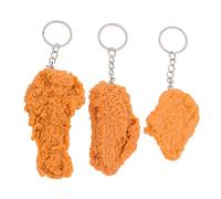 DEARMAMY 3pcs Food Model Pendant Holder Key Ring Chain Parrot Skewer Feeder Chicken for Hens Chicken Wing Carabiner Chicken Treats for Hens Chicken Necklace of The Lid Clasp Alloy