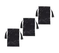 DEARMAMY 3pcs Fringed Drawstring Pockets Tassel Makeup Pouches for Wig Storage Drawstring Bags Travel Toiletry Bag Satin Finish